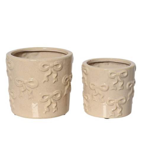 SET 2 VASI FIOCCO IN RILIEVO CREMA H.14
